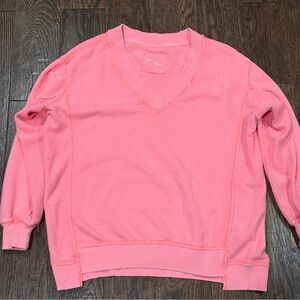 Aerie Vacay Every Day Coral Pink
Oversized V Neck Sweatshirt Women's XXS